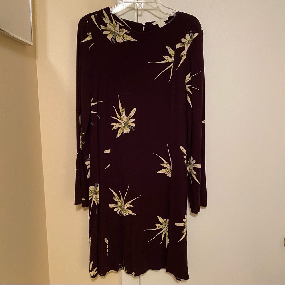 H&M Brown & Cream Floral Long-Sleeve Dress